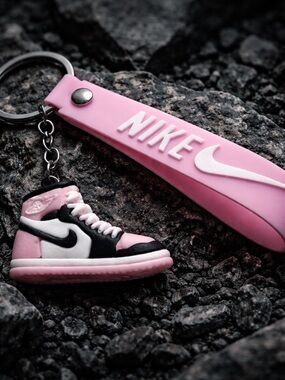 Nike pink Air Jordan Keychain with Logo Tag